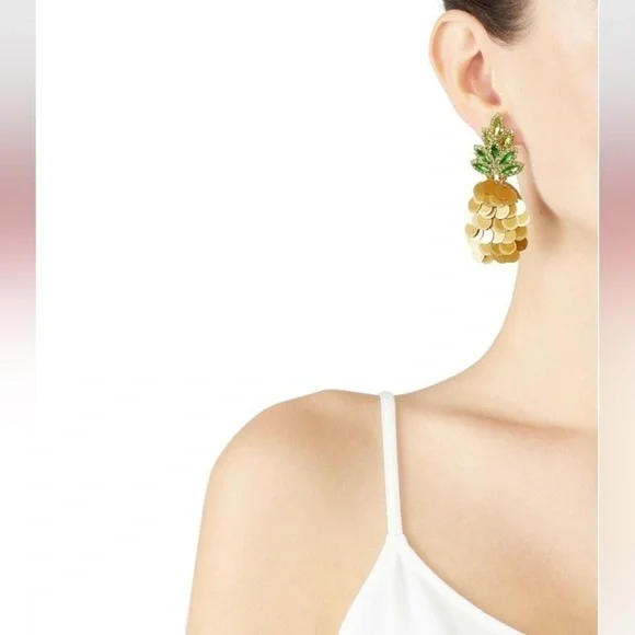 Kate Spade By The Pool Pineapple Statement Studs Earrings - Picture 3 of 13